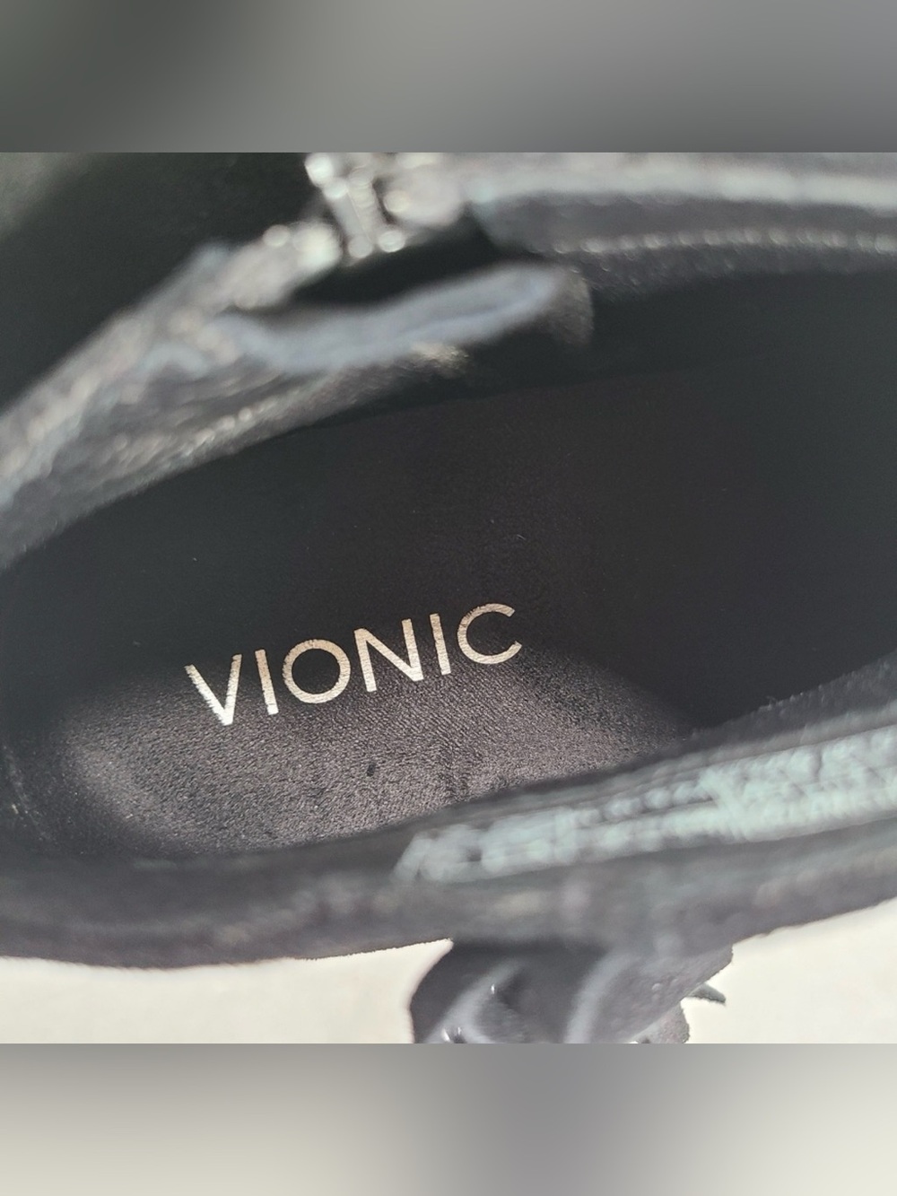 Vionic Faros Black Suede Fringed Boho Coastal Cowgirl Ankle Booties Women 6.5 - Picture 9 of 11